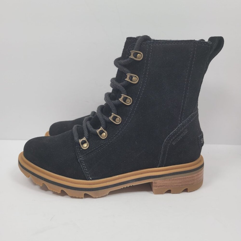 Sorel Lennox Waterproof Lace-Up Women's Black Suede Boots US Size 6 NWT - Picture 2 of 10